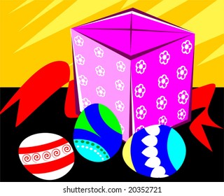  gift box and balloons	