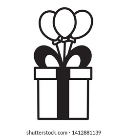 gift box balloons decoration vector illustration design