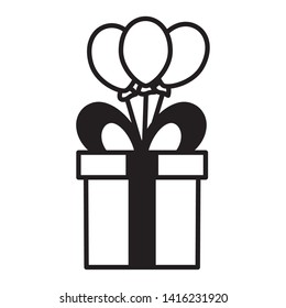 gift box balloons decoration vector illustration design