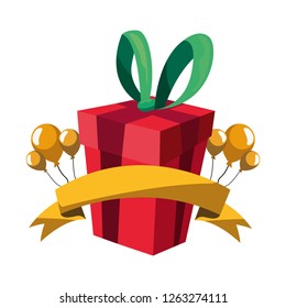 gift box balloons and ribbon