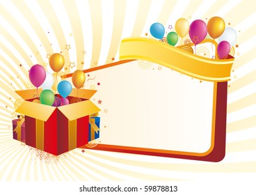 gift box and balloon,vector celebration background