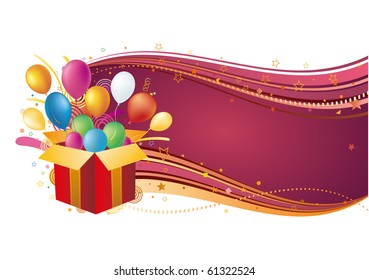 gift box and balloon,vector celebration background