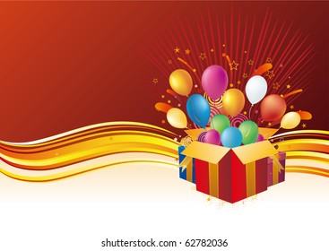 gift box and balloon,vector celebration background