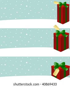 caja de regalo y pancarta