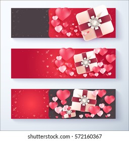 Gift box banner for use special offer and discount advertise. vector banner.