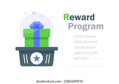 Gift box in basket,loyalty present,reward program,incentive concept, earn points