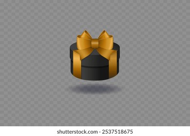 Caja de regalo con un hermoso lazo. Sobre un fondo transparente.