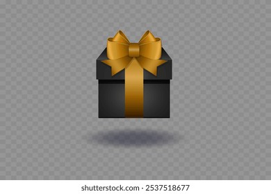 Gift box with a beautiful bow. On a transparent background.