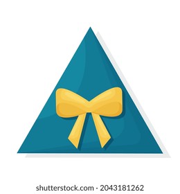 Gift box with a beautiful ribbon and bow, top view.