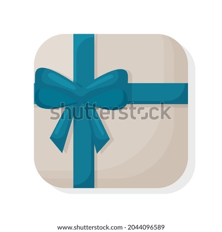 Gift box with a beautiful ribbon and bow, top view.