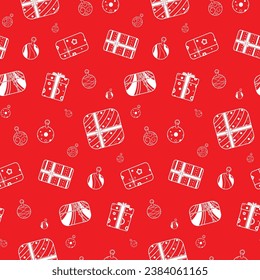 gift box bell ball pattern for festival new year christmas birthday party vector design