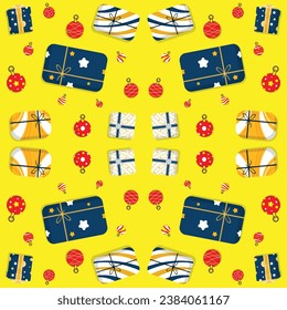 gift box bell ball pattern for festival new year christmas birthday party vector design