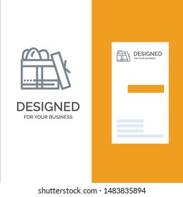 Gift, Box, Birthday, Day Grey Logo Design and Business Card Template