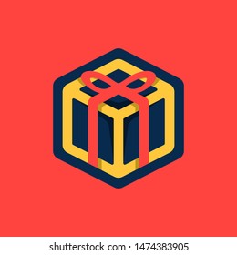 Gift Box or Birthday Package or Surprise Logo Design Vector