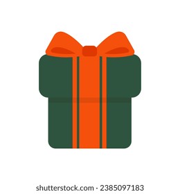 Regalo de regalo de cumpleaños. Caja festiva con arco rojo. Feliz Navidad y Feliz Año Nuevo. Navidad presente. Caja verde con sorpresa de regalo de cinta roja. Bonos, premios, Navidad, San Valentín o día de boxeo