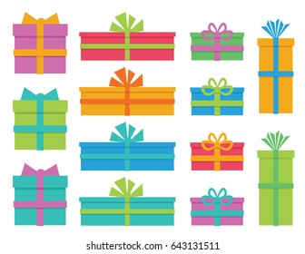 Gift Box Birthday Present Set with Bows and Ribbon