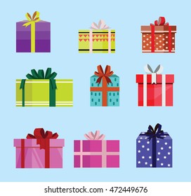 gift box birthday set present with different pattern. vector illustration 3