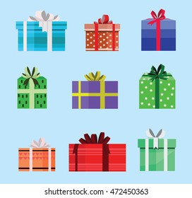 gift box birthday set present with different pattern. vector illustration 27