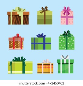 gift box birthday set present with different pattern. vector illustration 33