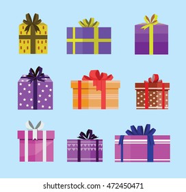 gift box birthday set present with different pattern. vector illustration 38