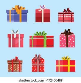 gift box birthday set present with different pattern. vector illustration 40