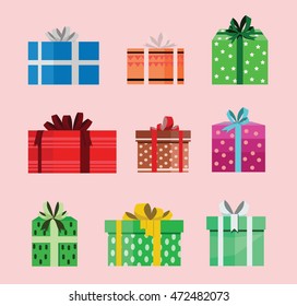 gift box birthday set present with different pattern. vector illustration 55