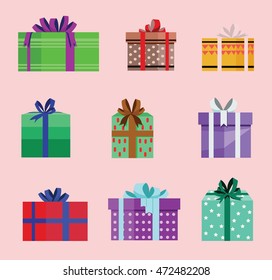 gift box birthday set present with different pattern. vector illustration 69