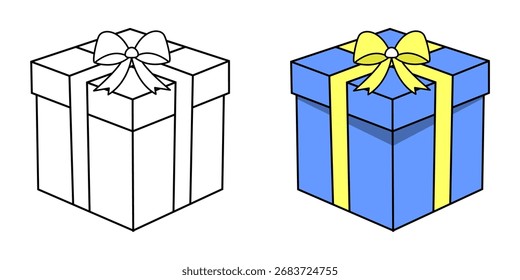 Gift box. Birthday gift vector illustration. Surprise gift box.