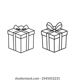 Gift box black color vector outline
