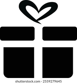 Gift box black color vector white background 
