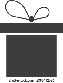 Gift box of black flat silhouette. Gift box with gifts and a bow. Vector image isolated on a white background.