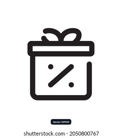 gift box Black Friday icon. Black Friday design, sale, discount, advertising, marketing price tag, Clothes, furnishings, sale icons. Black Friday icons vector. 