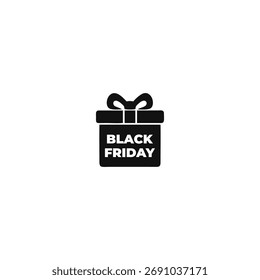 Gift Box Black Friday Icon – Flat Vector for Holiday Sale, Discount, and E-commerce Promotion