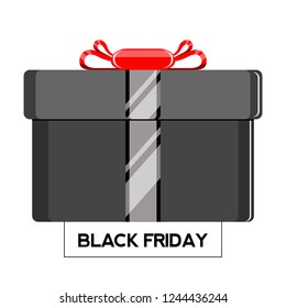Gift box with black friday text. Vector illustration design