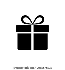 Gift box, black icon. Isolated on white background vector illustration.