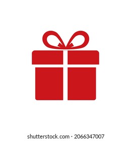 Gift box, black icon. Isolated on white background vector illustration