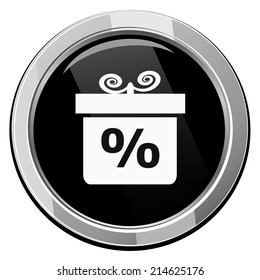 Gift box black icon. Present symbol.