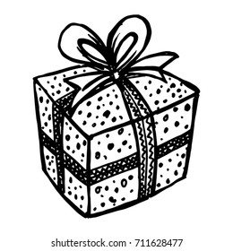 gift box Black outline vector on white background