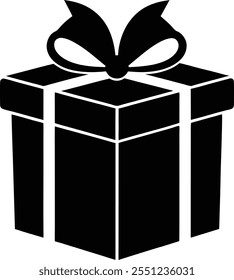 gift box black silhouette on white background