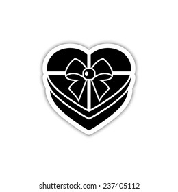 gift box - black vector icon with shadow