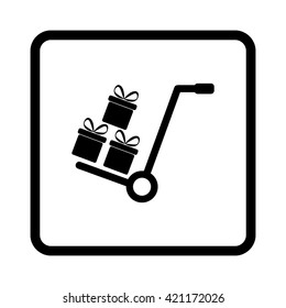 Gift box  - black vector icon