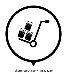 Gift box - black vector icon ; map pointer