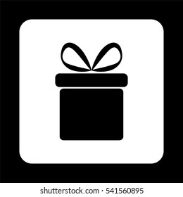 Gift box  - black vector icon