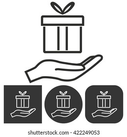 Gift Box   -  black and white icons. Vector illustration. 