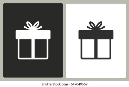 Gift Box - black and white vector icons. Illustration isolated for graphic and web design.