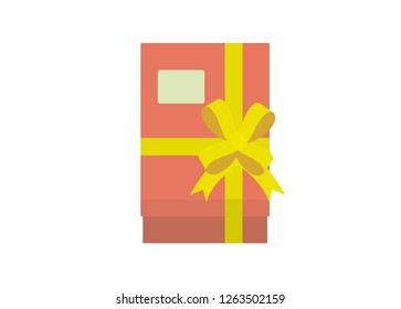 gift box with blank card, top view, simple illustration
