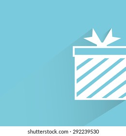 gift box in blue background, shadow and flat theme