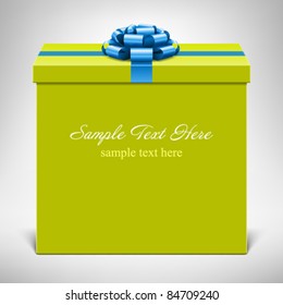 Gift Box With Blue Bow. Vector Background Eps 10.