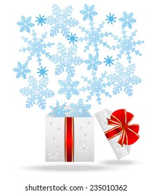 gift box with blue snowflakes,vector illustration