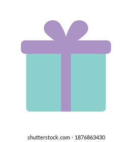 caja de regalo de blanco azul con un diseño de ilustración vectorial de arco púrpura